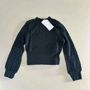 New BAND OF THE FREE BOG Raquel Cable Knit Long Sleeve Black Knit Top Sz Medium